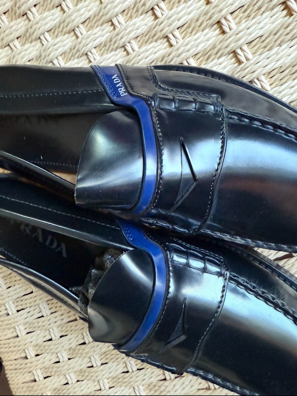 AUTH LUXURY PRADA PENNY LOAFER SHOES 2DG100 BLACK LEATHER US 9.5 - Picture 4 of 9